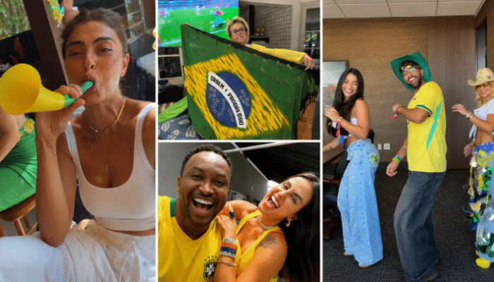 famosos comemorando vitória Brasil