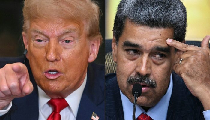 afp-jim-watson-mostra-o-presidente-dos-eua-donald-trump-e-em-washington-dc-em-9-de-julho-de-2025-e-o-presidente-venezuelano-nicolas-maduro-d-em-caracas-em-31-de-julho-de-2024.